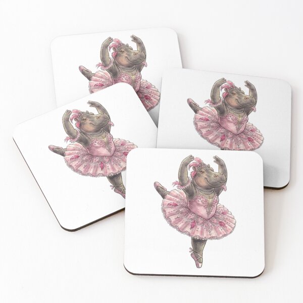 Item preview, Hippo Prima Ballerina Tiara Pink Tutu Watercolor Art designed and sold by DH-ArtLab.