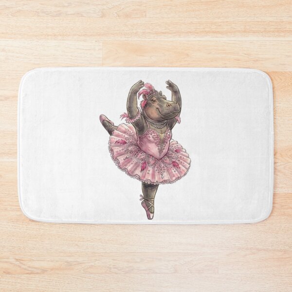 Item preview, Hippo Prima Ballerina Tiara Pink Tutu Watercolor Art designed and sold by DH-ArtLab.