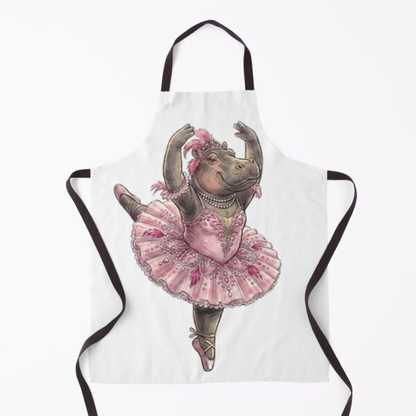 Item preview, Hippo Prima Ballerina Tiara Pink Tutu Watercolor Art designed and sold by DH-ArtLab.