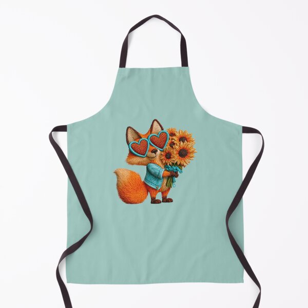 Item preview, Embroidered Fox with Sunflowers and Heart Glasses designed and sold by MegaNovaArt.