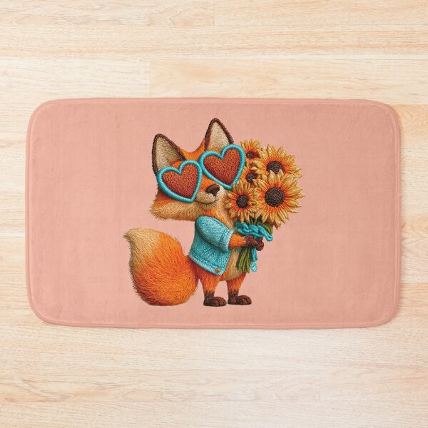Item preview, Embroidered Fox with Sunflowers and Heart Glasses designed and sold by MegaNovaArt.