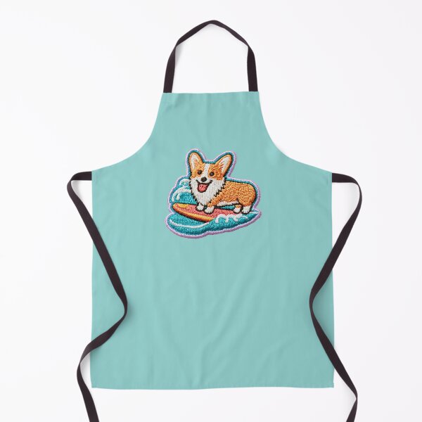 Item preview, Cute Embroidered Corgi Surfing Patch designed and sold by MegaNovaArt.