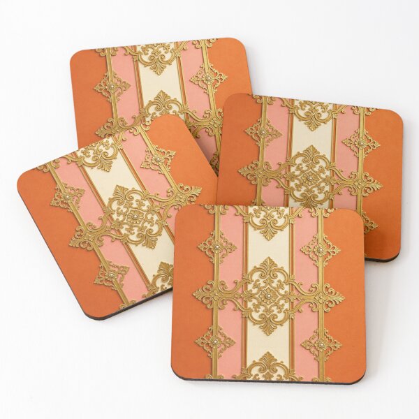 Item preview, Dusk Orange, Matte Peach & Cream Striped Baroque designed and sold by DesignsByPrnces.