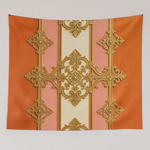 Item preview, Dusk Orange, Matte Peach & Cream Striped Baroque designed and sold by DesignsByPrnces.