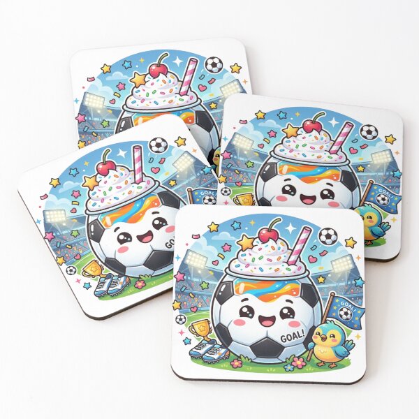 Item preview, Cute Soccer Ball Milkshake Mascot - Kawaii Football Goal Celebration designed and sold by M.Store.
