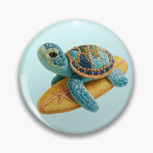 Item preview, Embroidered Sea Turtle on Surfboard Patch designed and sold by MegaNovaArt.