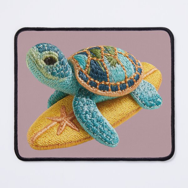 Item preview, Embroidered Sea Turtle on Surfboard Patch designed and sold by MegaNovaArt.