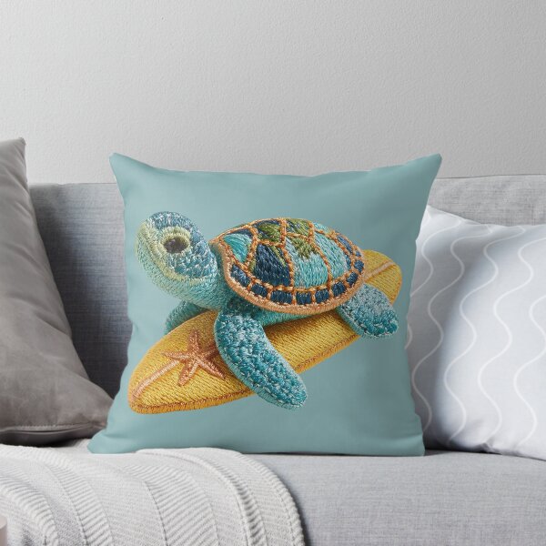 Item preview, Embroidered Sea Turtle on Surfboard Patch designed and sold by MegaNovaArt.