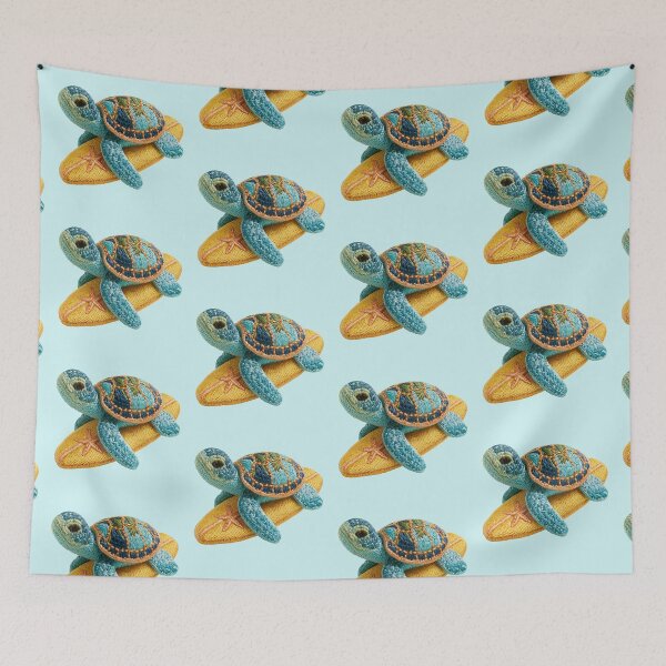 Item preview, Embroidered Sea Turtle on Surfboard Patch designed and sold by MegaNovaArt.