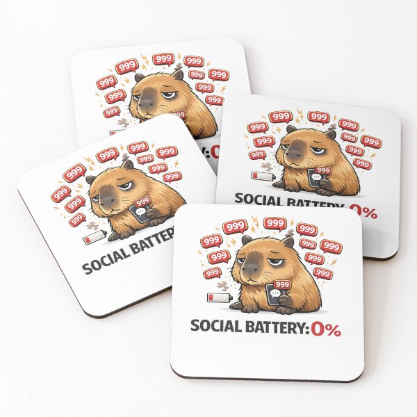 Item preview, Capybara Social Battery 0% | Funny Introvert Meme | 999 Unread Messages designed and sold by Ermicioi.
