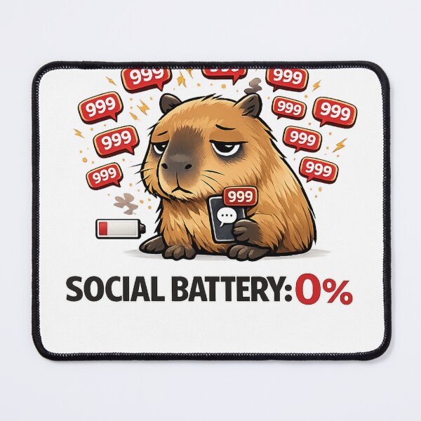 Item preview, Capybara Social Battery 0% | Funny Introvert Meme | 999 Unread Messages designed and sold by Ermicioi.