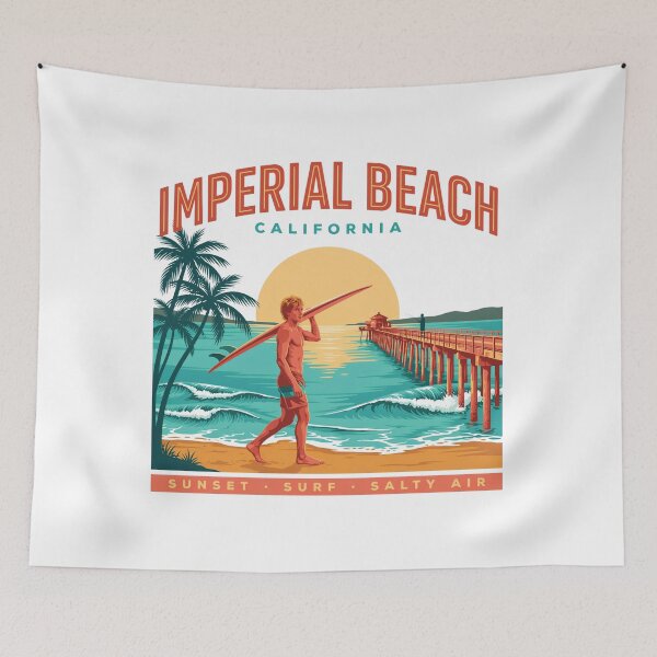 Item preview, Imperial Beach California Sunset Surf – Vintage Coastal Beach Poster designed and sold by ArcticFoxStudio.