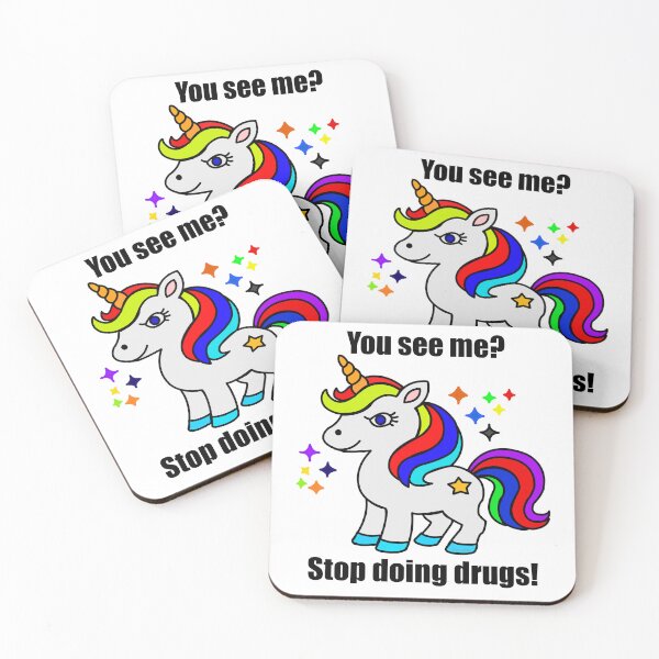 Item preview, Cute Unicorn Do you see me? Stop doing drugs! designed and sold by E-W-D.