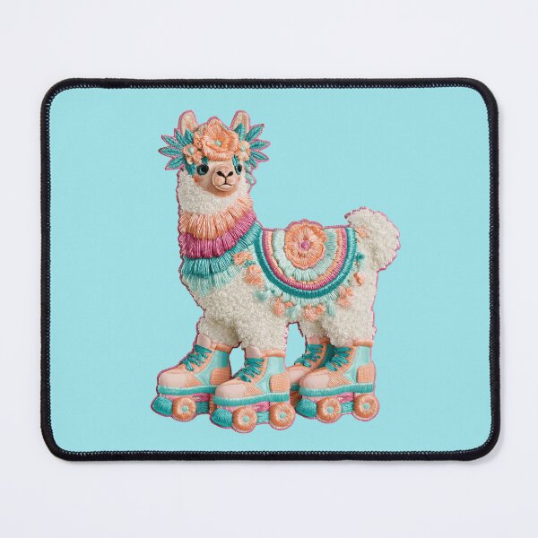 Item preview, Floral Alpaca on Roller Skates Embroidered Patch designed and sold by MegaNovaArt.