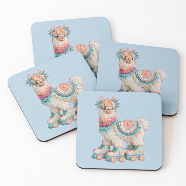 Item preview, Floral Alpaca on Roller Skates Embroidered Patch designed and sold by MegaNovaArt.