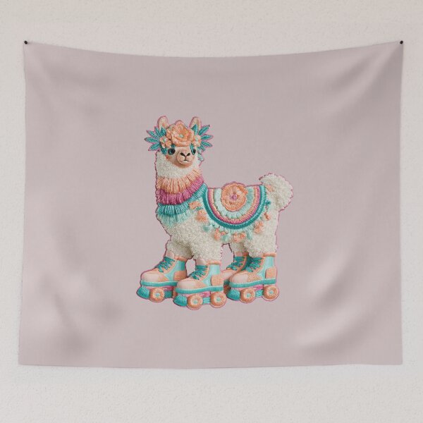 Item preview, Floral Alpaca on Roller Skates Embroidered Patch designed and sold by MegaNovaArt.