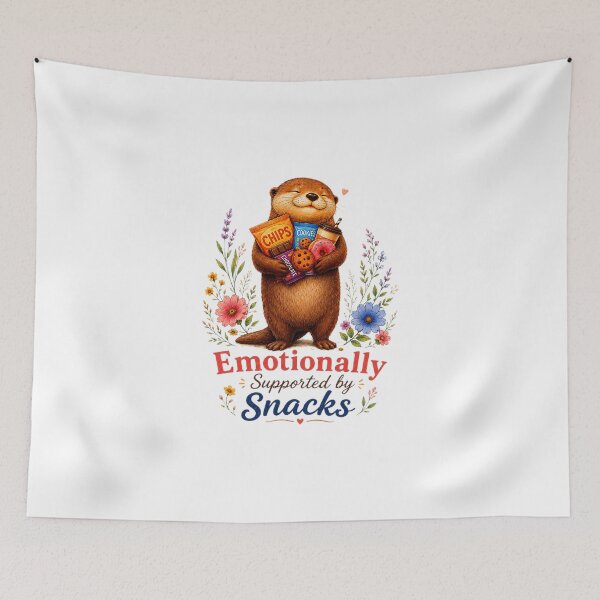 Item preview, Emotionally Supported by Snacks – Cute Otter Illustration designed and sold by Naturalite19.