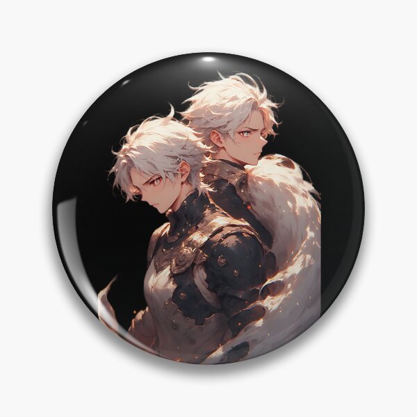 Item preview, Epic Anime Fantasy Duo White Hair Warriors Back to Back designed and sold by UrbanPrts.