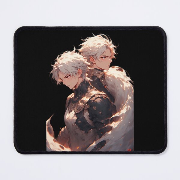 Item preview, Epic Anime Fantasy Duo White Hair Warriors Back to Back designed and sold by UrbanPrts.