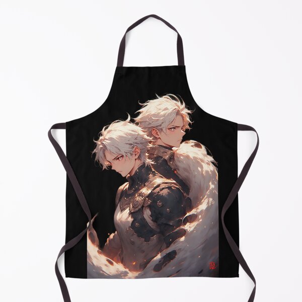 Item preview, Epic Anime Fantasy Duo White Hair Warriors Back to Back designed and sold by UrbanPrts.