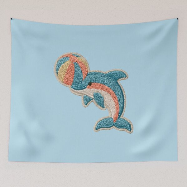 Item preview, Embroidered Dolphin with Beach Ball Patch designed and sold by MegaNovaArt.