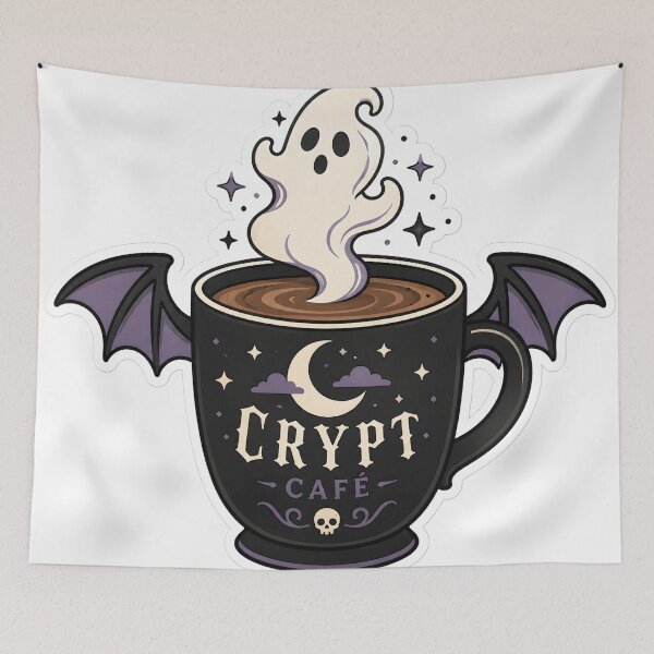 Item preview, Cozy Crypt Coffee Club Gothic Cafe Aesthetic designed and sold by StickyGuys.