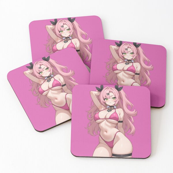 Item preview, Manga Girl Pink Swimwear Pose Emerald Eyes Graphic Art designed and sold by Jimakmo.