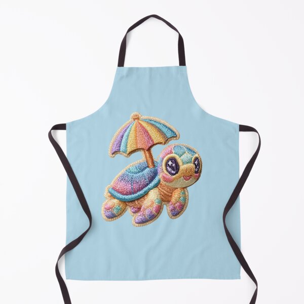 Item preview, Colorful Embroidered Turtle with Beach Umbrella Patch designed and sold by MegaNovaArt.
