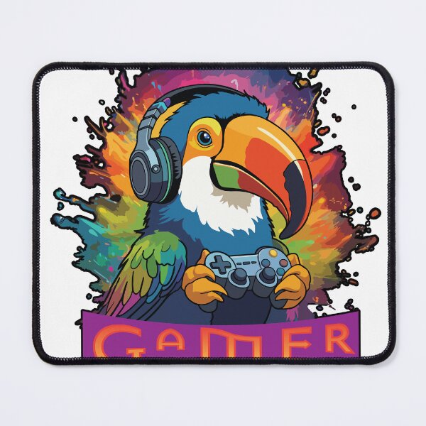 Item preview, Toucan in full game mode "Gamer" colorful vector graphic. designed and sold by Art-Horizon.