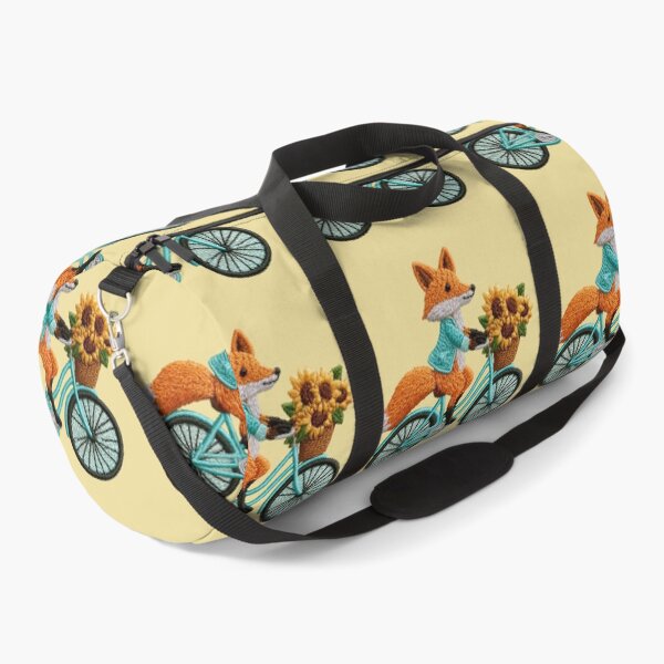 Item preview, Embroidered Fox Riding Bicycle with Sunflowers Patch designed and sold by MegaNovaArt.