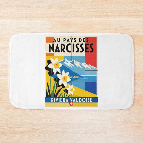 Item preview, Vintage Swiss Narcissus Travel Poster Vaud Riviera designed and sold by AntiqueImages.