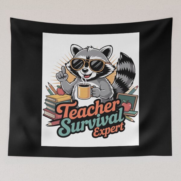 Item preview, Funny Teacher Survival Expert Raccoon and Coffee designed and sold by Saadady05.