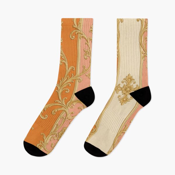 Item preview, Matte Peach, Dusk Orange & Cream Striped Baroque designed and sold by DesignsByPrnces.