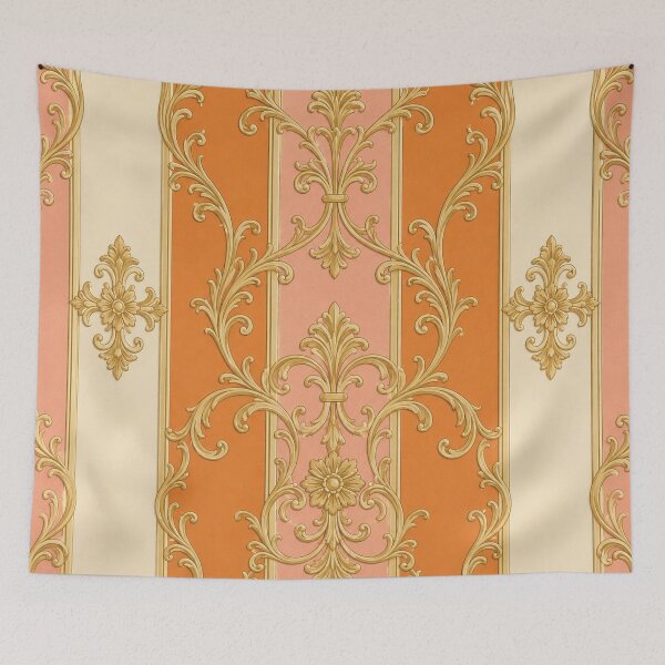 Item preview, Matte Peach, Dusk Orange & Cream Striped Baroque designed and sold by DesignsByPrnces.