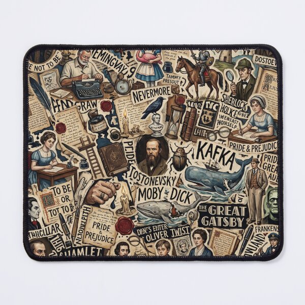 Item preview, Retro World Literature Classics & Authors Vintage Collage Art Print designed and sold by afarkar.