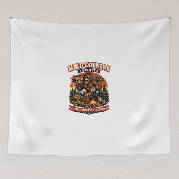 Item preview, Wild Country Spirit Patriotic Bigfoot Camping Freedom Fourth of July designed and sold by shemodas.