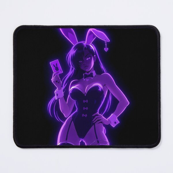 Item preview, Neon Bunny Femme Fatale – Cyber Anime Glow Aesthetic Illustration designed and sold by Hollow Moon Studios..