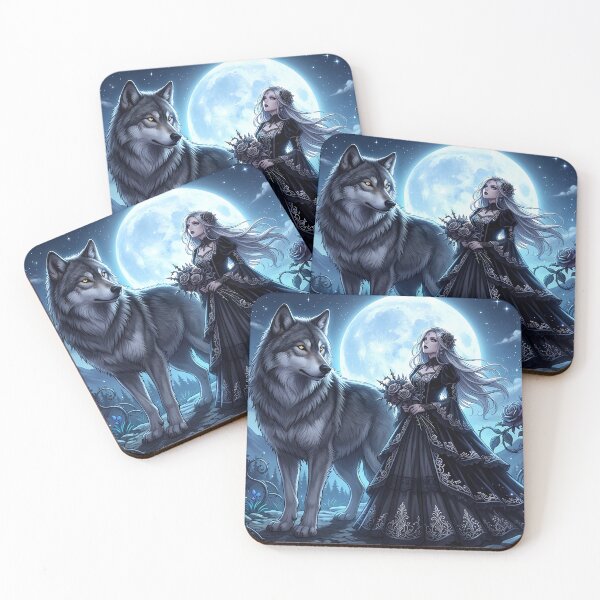 Item preview, The Gothic Moon Goddess and Wolf - Dark Mystical Art designed and sold by Mixceshop.