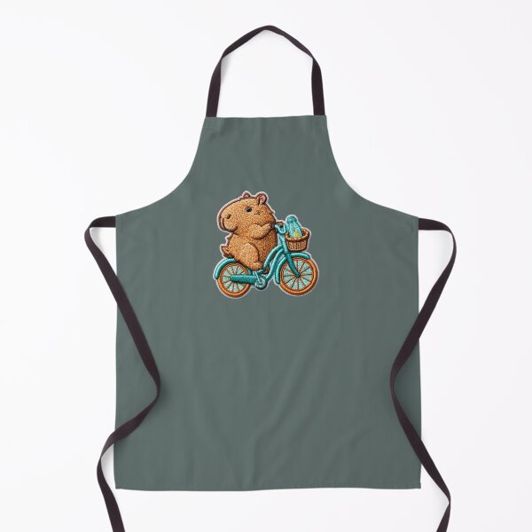 Item preview, Cute Embroidered Capybara Riding Bicycle Patch designed and sold by MegaNovaArt.