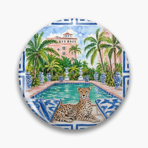 Item preview, Palm Beach Cheetah Poolside Watercolor Tropical Paradise Illustration designed and sold by Creative Spark.