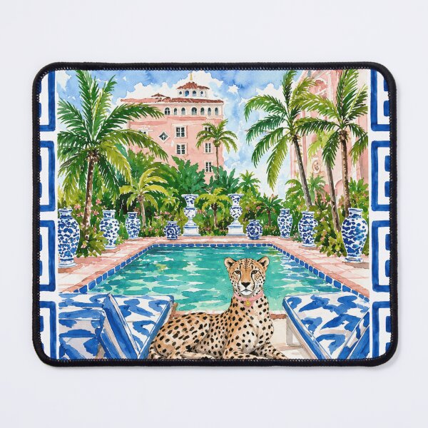 Item preview, Palm Beach Cheetah Poolside Watercolor Tropical Paradise Illustration designed and sold by Creative Spark.