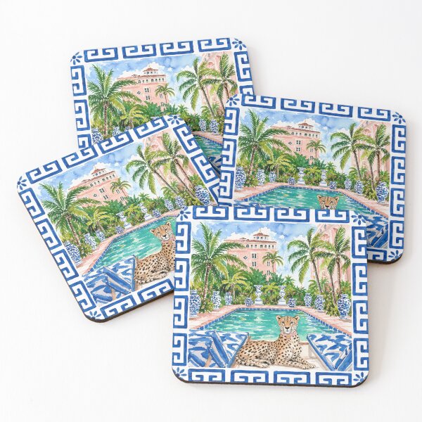 Item preview, Palm Beach Cheetah Poolside Watercolor Tropical Paradise Illustration designed and sold by Creative Spark.