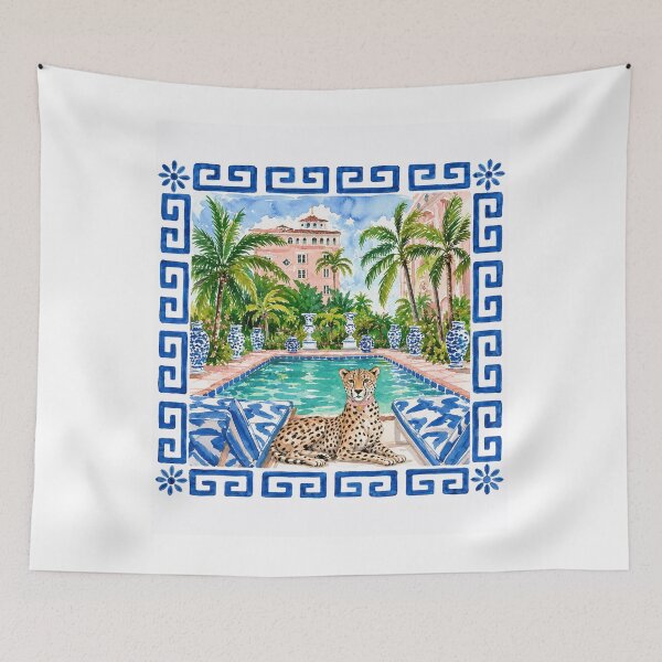Item preview, Palm Beach Cheetah Poolside Watercolor Tropical Paradise Illustration designed and sold by Creative Spark.