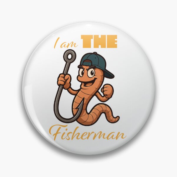 Item preview, Fishing worm and hook "I am the fisherman" vector illustration. designed and sold by Art-Horizon.