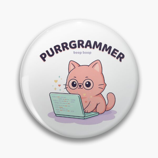 Item preview, Purrgrammer Beep Boop Kawaii Cat Programmer designed and sold by Bianca Oltean.