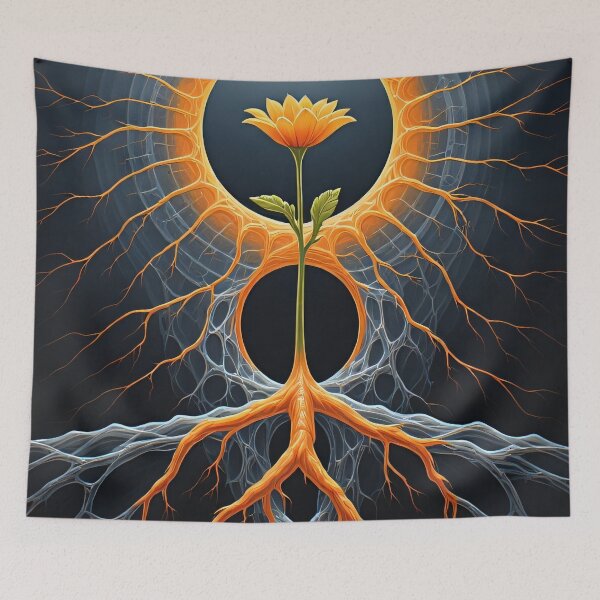 Item preview, Sun, flower, roots, cosmic energy, life force designed and sold by Mianku | Für das Leben.