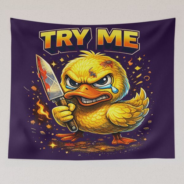 Item preview, Try Me Angry Duck T-Shirt | Chaotic Duck Meme Shirt | Funny Aggressive Duck Graphic Tee designed and sold by FunkyVista.