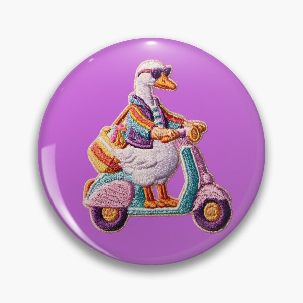 Item preview, Embroidered Goose Riding Retro Scooter Patch designed and sold by MegaNovaArt.