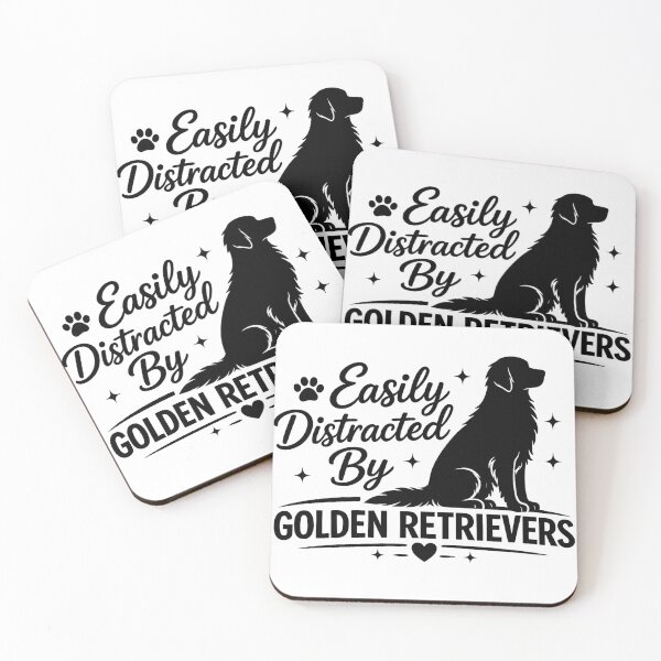 Item preview, Easily Distracted By Golden Retrievers Funny Dog Lover Gift | Minimalist Golden Retriever Silhouette designed and sold by Ermicioi.