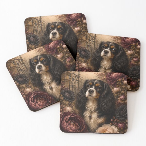Item preview, Cavalier King Charles Spaniel Among Vintage Flowers designed and sold by VelarisMoon.